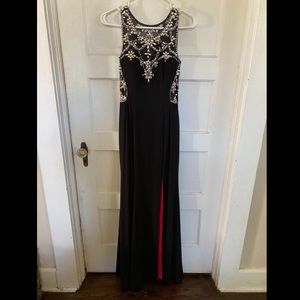Betsy&Adam Black Rhinestone Formal Dress